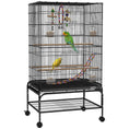 Load image into Gallery viewer, 43" Bird Cage for Budgies Cockatiels Canaries Lovebirds Finches with Rolling Stand, Toys, Removable Tray, Storage Shelf, Black