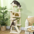 Load image into Gallery viewer, 54" Cat Tree, Cat Tower for Indoor Cats with Scratching Posts, Cat Condos, Bed, Platforms, Ramp, Toy Ball, Cat Activity Center, Beige
