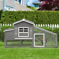 Charger l'image dans la visionneuse de la galerie, 79" Wooden Chicken Coop, Outdoor Hen House, Poultry Habitat with Removable Tray, Nesting Box, Run, Ramp, Grey