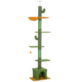 Load image into Gallery viewer, Floor-to-Ceiling Cat Tree, 230-275cm Height Adjustable Cat Tower, 6-Level Activity Centre for Indoor Cats with Scratching Posts, Cat House, Hammock, Toy Ball, Green
