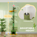 Load image into Gallery viewer, Floor-to-Ceiling Cat Tree, 230-275cm Height Adjustable Cat Tower, 6-Level Activity Centre for Indoor Cats with Scratching Posts, Cat House, Hammock, Toy Ball, Green