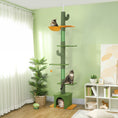 Load image into Gallery viewer, Floor to Ceiling Cat Tree, Cat Tower with 90.5"-108" Adjustable Height, 5 Tier Activity Centre with Scratching Posts, Hammock, Condo, Toy Ball for Indoor Cats, Green