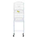 Load image into Gallery viewer, Bird Cage Budgie Cages for Finch Canary Parakeet with Stand Wheels Slide-out Tray Accessories Storage Shelf, White 46.5 x 36 x 157 cm