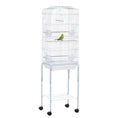 Load image into Gallery viewer, Bird Cage Budgie Cages for Finch Canary Parakeet with Stand Wheels Slide-out Tray Accessories Storage Shelf, White 46.5 x 36 x 157 cm