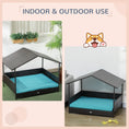Load image into Gallery viewer, Rattan Dog House Outdoor with Shade Canopy, Elevated Wicker Dog Bed with Soft Cushion Washable Cover, for Medium Large Dogs, Blue