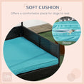 Load image into Gallery viewer, Rattan Dog House Outdoor with Shade Canopy, Elevated Wicker Dog Bed with Soft Cushion Washable Cover, for Medium Large Dogs, Blue
