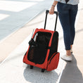 Load image into Gallery viewer, Pet Travel Backpack Bag Cat Puppy Dog Carrier w/ Trolley and Telescopic Handle Portable Stroller Wheel Luggage Bag (Red)