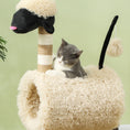 Load image into Gallery viewer, Cat Tree Sheep Design, 98 cm Multi-Level Cat Tower with Scratching Posts, Tunnel & Play Ball for Indoor Kitten Climbing, Playing, Relaxing, Easy Assembly, Light Brown