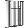 Load image into Gallery viewer, 53.1" Tall Pet Gate with Cat Door, 32"-42.5" Wide Adjustable Pressure Mounted Dog Gate for Doorways, Hallways, Stairs, Includes 2 Extensions, No Drilling, Black