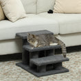 Load image into Gallery viewer, 3-Step Multi-Level Carpeted Cat Scratching Post Pet Stairs, Dark Grey