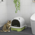 Load image into Gallery viewer, Cat Litter Tray with Lid, Enclosed Cat Litter Box with Pull-Out Drawer, Scoop, Deodorising Bags for Odour Control, Privacy, Portable, Easy to Clean, Green