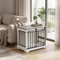 Load image into Gallery viewer, Dog Crate Furniture, 80 cm Double Door Wooden Dog Crate with Sliding Barn Door, Indoor Kennel End Table for Medium Breeds, Anti-Chew Steel Puppy Cage, White