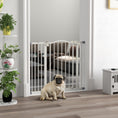 Load image into Gallery viewer, 29"-37" Wide Dog Gate with Door, Pressure Fit, Auto Close, Double Locking for Doorways Hallways Stairs, 31" Tall, White