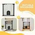 Load image into Gallery viewer, Dog Gate with Cat Flap Pet Safety Gate Barrier, Stair Pressure Fit, Auto Close, Double Locking, for Doorways, Hallways, 75-82 cm Black