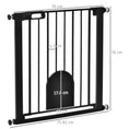 Load image into Gallery viewer, Dog Gate with Cat Flap Pet Safety Gate Barrier, Stair Pressure Fit, Auto Close, Double Locking, for Doorways, Hallways, 75-82 cm Black