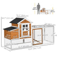 Load image into Gallery viewer, Chicken Coop, 76"L Weatherproof Wooden Chicken Run with Nesting Box, Tray, Ramp and Perches, Poultry Cage for Outdoor, Backyard, for 2–4 Hens, Rabbits, Ducks, Orange