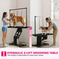 Charger l'image dans la visionneuse de la galerie, 43" L Hydraulic Dog Grooming Table, Z-Lift Height Adjustable Pet Grooming Table with Noose and Non-Slip Tabletop for Medium Large Dogs, Black