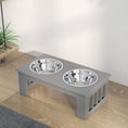 Load image into Gallery viewer, Raised Dog Bowl Feeding Bowls with Stand for Extra Small and Small Dogs Elevated Pet Bowls Water Food Feeder 44L x 24W x 15H cm - Grey