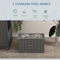 Load image into Gallery viewer, PawHut Large Elevated Dog Bowls with Storage Cabinet Containing Large 44L Capacity, Raised Dog Bowl Stand Pet Food Bowl Dog Feeding Station, Gray