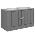 Load image into Gallery viewer, PawHut Large Elevated Dog Bowls with Storage Cabinet Containing Large 44L Capacity, Raised Dog Bowl Stand Pet Food Bowl Dog Feeding Station, Gray