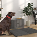 Load image into Gallery viewer, PawHut Large Elevated Dog Bowls with Storage Cabinet Containing Large 44L Capacity, Raised Dog Bowl Stand Pet Food Bowl Dog Feeding Station, Gray