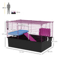 Load image into Gallery viewer, Guinea Pig Cage Chinchillas Rabbit Small Animal Cage with Ramp, Dish, Water Bottle, 71 x 46 x 47cm, Black