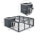 Load image into Gallery viewer, Rabbit Hutch Outdoor, Guinea Pig House, Bunny Run Cage with Openable Top for 1-2 Rabbits, 123 x 120 x 52cm, Grey