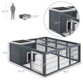 Load image into Gallery viewer, PawHut Rabbit Hutch Bunny Cage with Openable Main House, Indoor Outdoor Waterproof Rabbit House, Guinea Pig Cage for Small Animals with Three Ventilation Doors, Gray