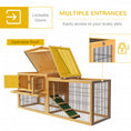 Load image into Gallery viewer, PawHut 2 Levels Outdoor Rabbit Hutch with Openable Top, 59" Wooden Large Rabbit Cage with Run Weatherproof Roof, Removable Tray, Ramp, Yellow