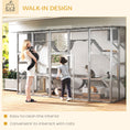 Load image into Gallery viewer, Catio, Large Outdoor Cat Enclosure with Cat Condos, Platforms, Ladders, Doors, Weather-Resistant Roof, Wooden Cat Cage for 1-4 Cats, Grey