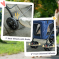 Load image into Gallery viewer, 3-in-1 Double Pet Stroller for Small Miniature Dogs Cats with Removable Carrier, Foldable Travel Carrier Bag, Car Seat, Blue