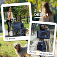 Load image into Gallery viewer, 3-in-1 Double Pet Stroller for Small Miniature Dogs Cats with Removable Carrier, Foldable Travel Carrier Bag, Car Seat, Blue