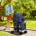 Load image into Gallery viewer, 3-in-1 Double Pet Stroller for Small Miniature Dogs Cats with Removable Carrier, Foldable Travel Carrier Bag, Car Seat, Blue