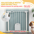 Load image into Gallery viewer, Dog Gate with Cat Flap Pet Safety Gate Barrier, Stair Pressure Fit, Auto Close, Double Locking, for Doorways, Hallways, 75-82 cm White