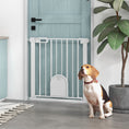 Load image into Gallery viewer, 30"-32" Extra Wide Pet Gate with Small Door, 30"H Dog Gate with Safety Gate Barrier, Stair Pressure Fit, Auto Close, Double Locking, for Doorways, Hallways, White