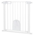Load image into Gallery viewer, Dog Gate with Cat Flap Pet Safety Gate Barrier, Stair Pressure Fit, Auto Close, Double Locking, for Doorways, Hallways, 75-82 cm White