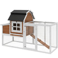 Load image into Gallery viewer, 71" Chicken Coop for 3 Chickens, Wooden Hen House Outdoor Duck House with Run, Removable Tray, Nesting Box, Waterproof Asphalt Roof, Ramp and Perches, Bunny Hutch, Brown