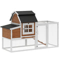 Load image into Gallery viewer, 71" Chicken Coop for 3 Chickens, Wooden Hen House Outdoor Duck House with Run, Removable Tray, Nesting Box, Waterproof Asphalt Roof, Ramp and Perches, Bunny Hutch, Brown