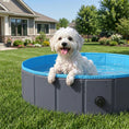Load image into Gallery viewer, Foldable Dog Pool for Puppies and Ducks, Thickened PVC Dog Paddling Pool Bath Tub Hard Board, Anti-Slip Bottom and Hose Adapter for Easy Drainage, 80 x 20cm, Blue and Dark Grey