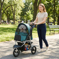 Load image into Gallery viewer, Dog Stroller for Small Dogs, 3 Wheel Foldable Pet Stroller with 12" Rubber Wheels, Mesh Window, One-Foot Brake, Storage Basket and Cup Holder, Up to 22 LBS, Dark Green