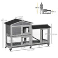 Load image into Gallery viewer, Rabbit Hutch Outdoor with Run Guinea Pig Hutch 2-Tier Bunny Cage w/ Wheels No-Leak Plastic Tray 157.4 x 53 x 99.5 cm - Grey