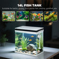Load image into Gallery viewer, Fish Tank, 14L Glass Aquarium with Filter System, LED Lights, Water Pump, Betta Fish Tank for Goldfish, Shrimps, White