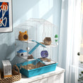Charger l'image dans la visionneuse de la galerie, Large Hamster Cage, 5-Tier Small Animal House and Habitats for Gerbil Mice with Platforms, Food Bowl, Water Bottle, Hideout, Ramps & Exercise Wheel, Light Blue