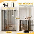 Load image into Gallery viewer, 135cm Tall Pet Gate with Cat Door, 81-108 cm Wide Adjustable Pressure Mounted Dog Gate for Doorways, Hallways, Stairs, Includes 2 Extensions, No Drilling, Black