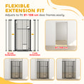 Load image into Gallery viewer, 135cm Tall Pet Gate with Cat Door, 81-108 cm Wide Adjustable Pressure Mounted Dog Gate for Doorways, Hallways, Stairs, Includes 2 Extensions, No Drilling, Black