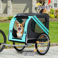 Load image into Gallery viewer, Folding Dog Bike Trailer Pet Cart Carrier for Bicycle Travel in Steel Frame with Hitch Coupler - Light Blue & Grey