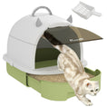 Load image into Gallery viewer, Cat Litter Tray with Lid, Enclosed Cat Litter Box with Pull-Out Drawer, Scoop, Deodorising Bags for Odour Control, Privacy, Portable, Easy to Clean, Green