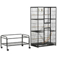 Load image into Gallery viewer, 71" Bird Cage, 3 Tier Large Parrot Cage with Wheels, Perches, Ramp, Storage Shelf, Toys for Canaries, Finches, Cockatiels, Parakeets, Black