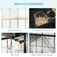 Load image into Gallery viewer, 71" Bird Cage, 3 Tier Large Parrot Cage with Wheels, Perches, Ramp, Storage Shelf, Toys for Canaries, Finches, Cockatiels, Parakeets, Black