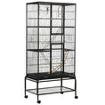 Load image into Gallery viewer, 71" Bird Cage, 3 Tier Large Parrot Cage with Wheels, Perches, Ramp, Storage Shelf, Toys for Canaries, Finches, Cockatiels, Parakeets, Black